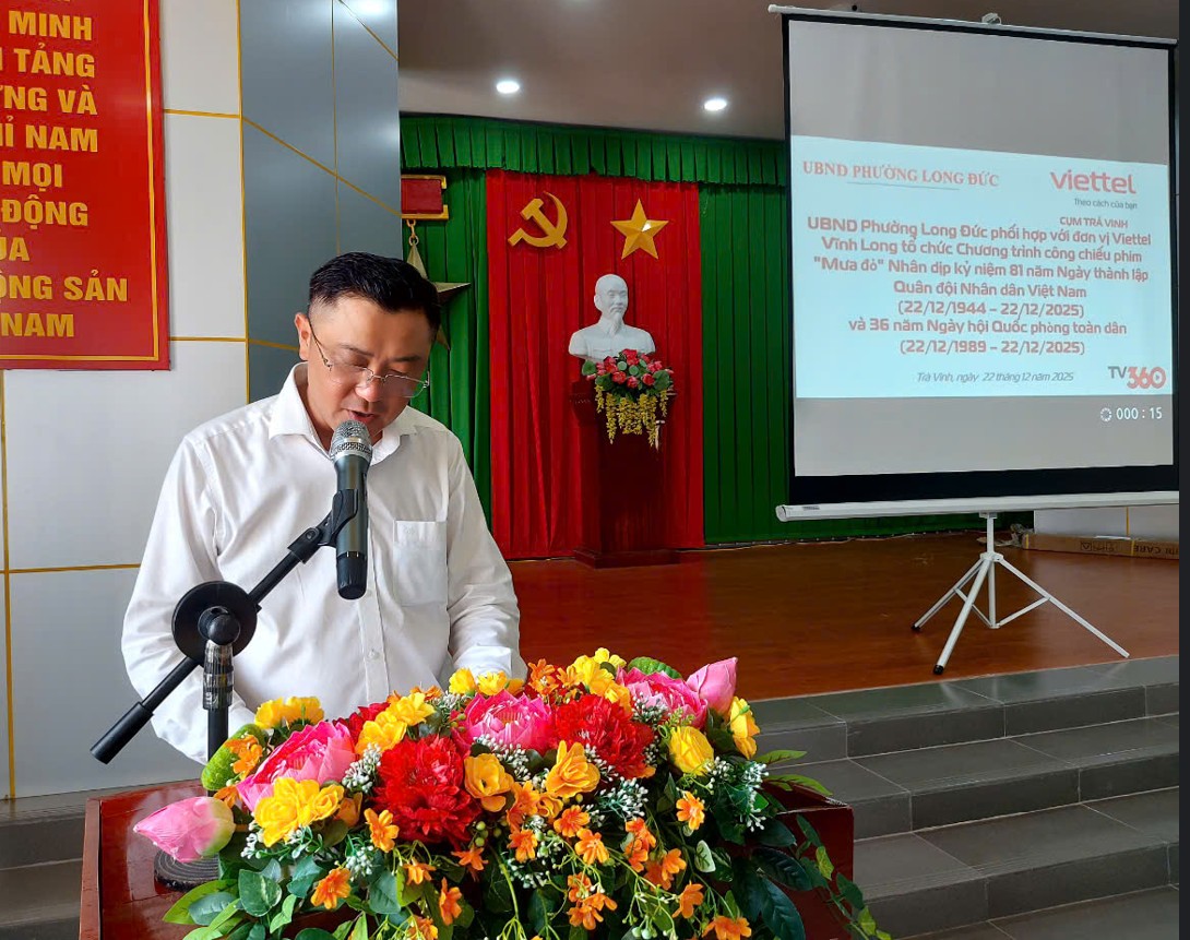 Phường Long Đức phối hợp Viettel Vĩnh Long – Cụm Trà Vinh tổ chức công chiếu phim “Mưa Đỏ”