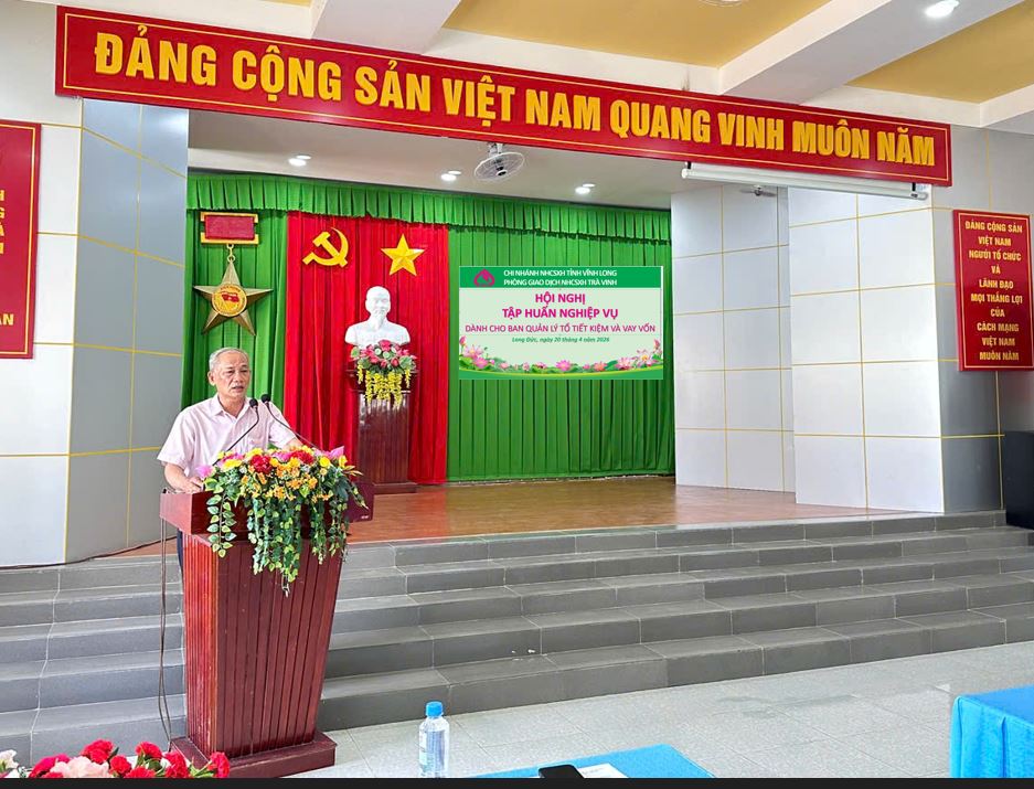 Phòng giao dịch Ngân hàng Chính sách Xã hội Trà Vinh phối hợp với các Tổ chức chính trị – xã hội nhận ủy thác phường Long Đức tổ chức Hội nghị tập huấn nghiệp vụ cho Ban Quản lý Tổ Tiết kiệm và vay vốn trên địa bàn Phường Long Đức